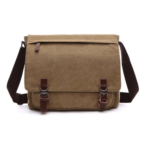 Canvas crossbody messenger bag with front zipper - Picture 8 of 8